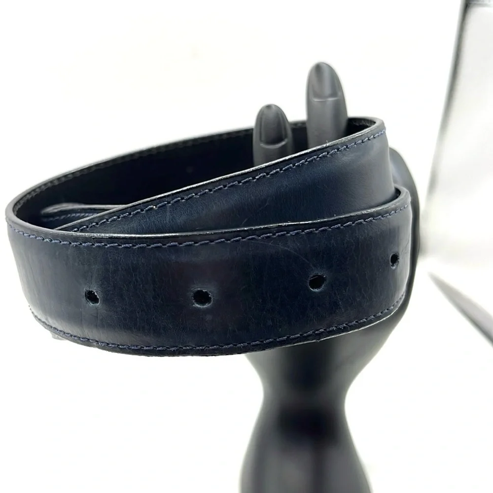 Vintage Kleinberg Sherrill Blue Leather Belt size  M Luxury Brand